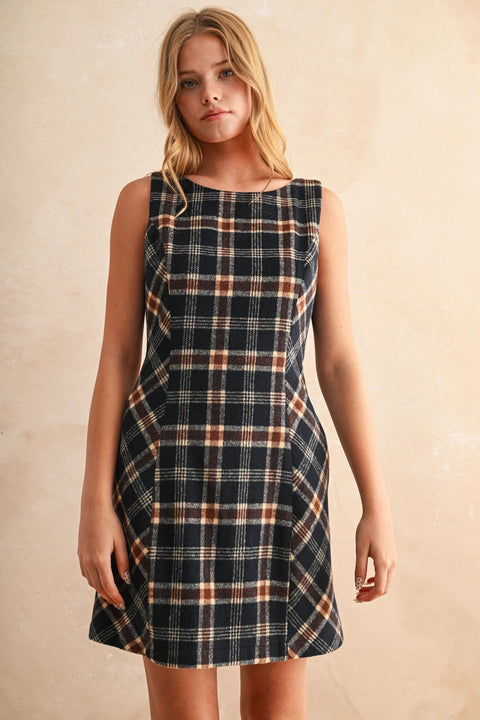 Plaid Pattern Women’s Dress Elegant Classic Style