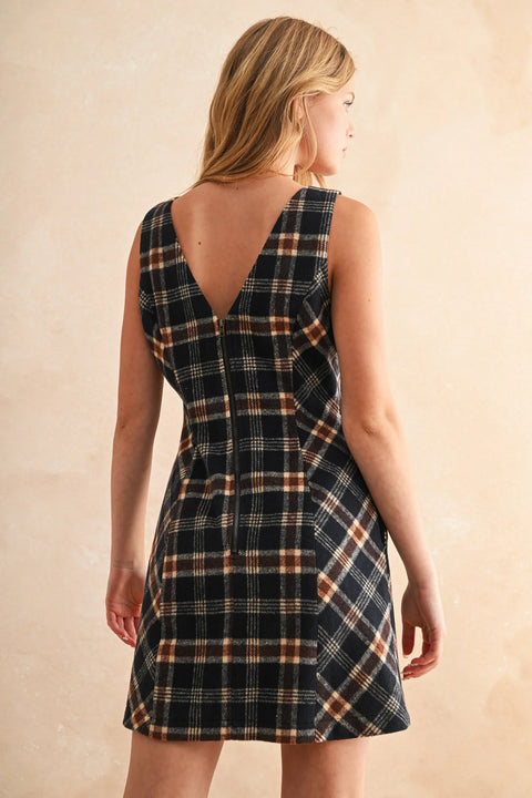 Plaid Pattern Women’s Dress Elegant Classic Style