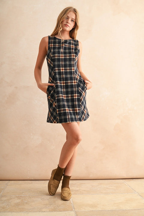 Plaid Pattern Women’s Dress Elegant Classic Style