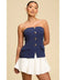 Pleated Button Contrast Romper