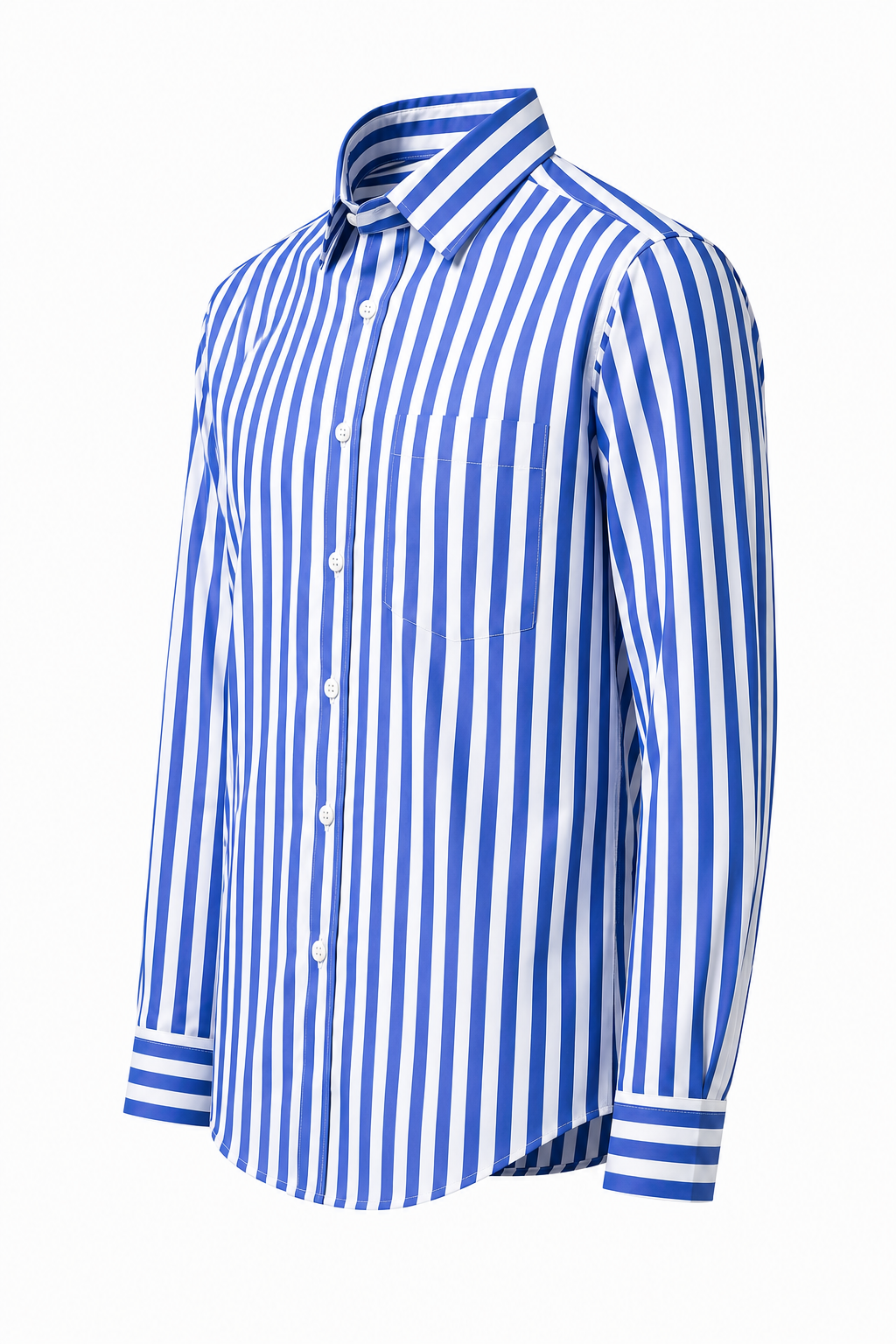 Premium Blue & White Vertical Stripe Cotton Shirt