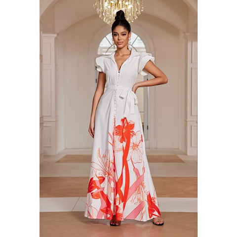 Printed Maxi Dress for Women Elegant Long Dress