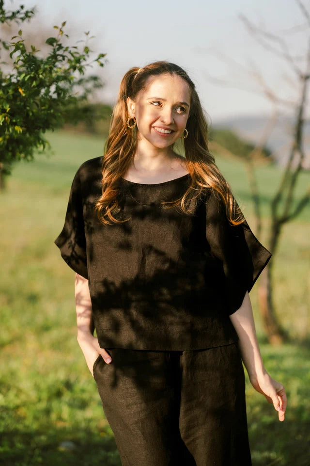 Pure Linen Black Top