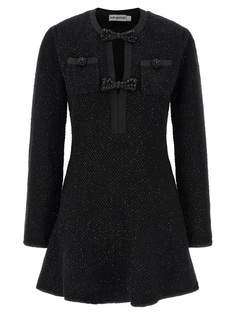 Self-Portrait Black Sequin Knit Mini Dress