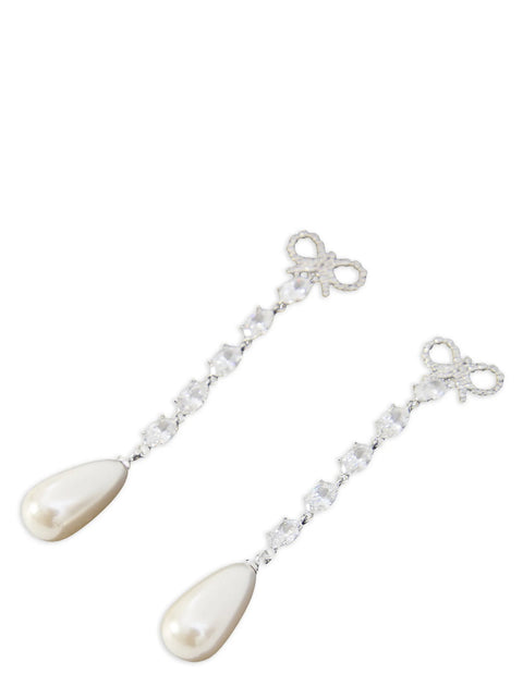 Self-Portrait Bow Pearl Droplet Earrings