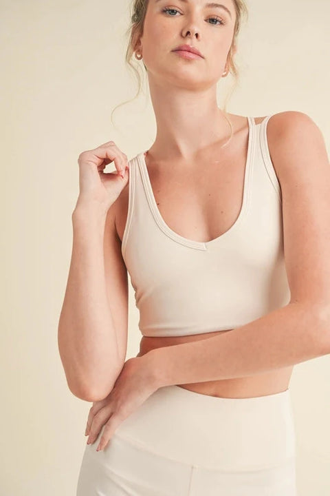 Racerback Bra And Shorts Set - Cream