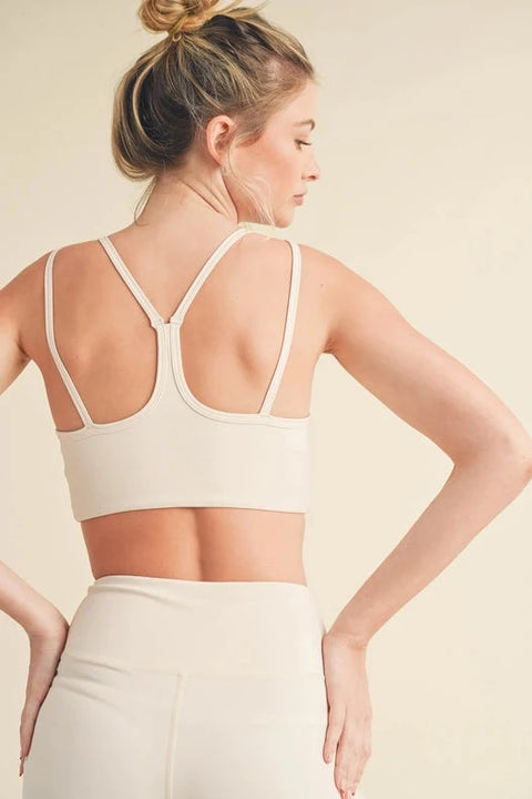 Racerback Bra And Shorts Set - Cream