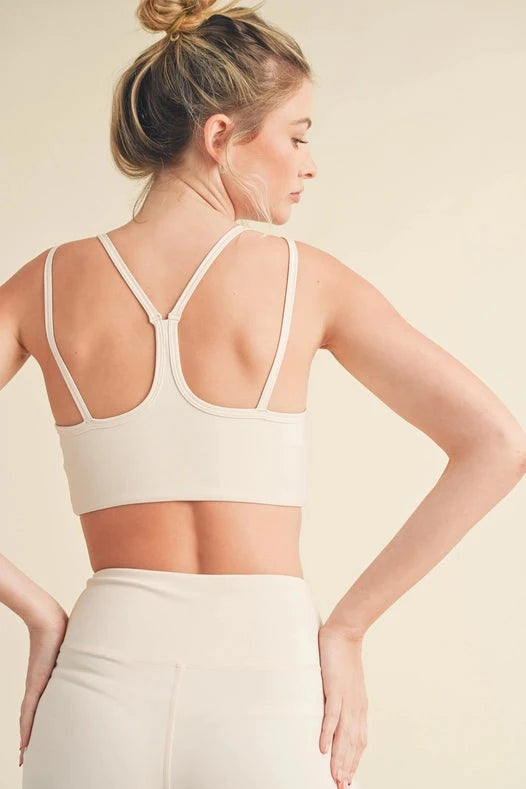 Racerback Bra And Shorts Set - Cream