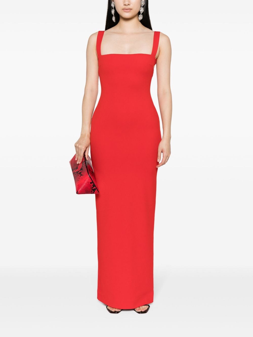 Red Crepe Sleeveless Breathable Summer Dress