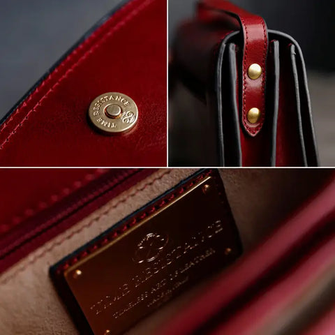 Red Leather Cross Body Bag - Moonfleet