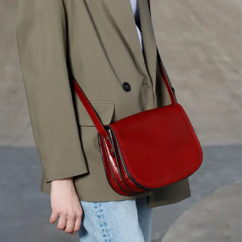 Red Leather Cross Body Bag - Moonfleet