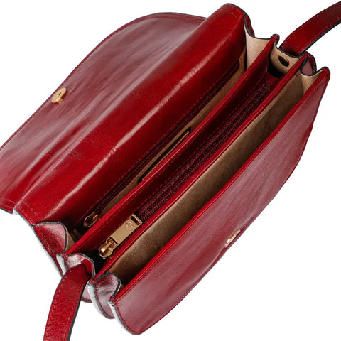 Red Leather Cross Body Bag - Moonfleet