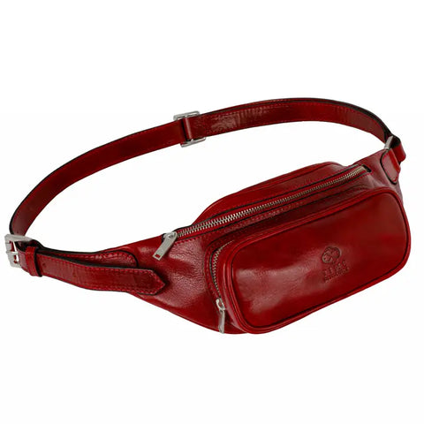 Red Leather Fanny Pack Belly Bag - Independent People