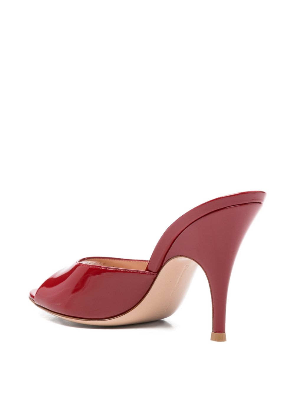 Red Patent Leather Open Toe Stiletto Mules