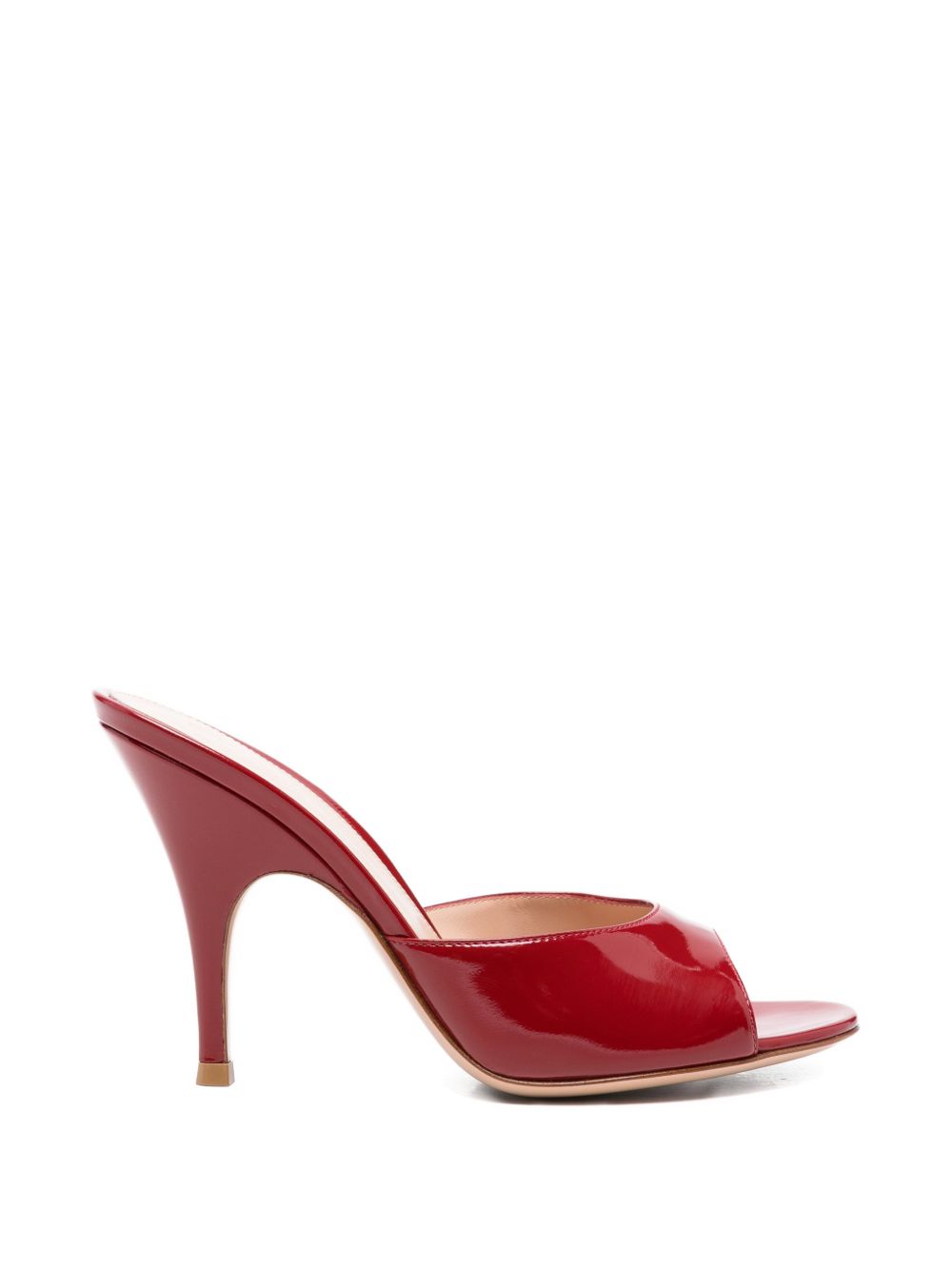 Red Patent Leather Open Toe Stiletto Mules
