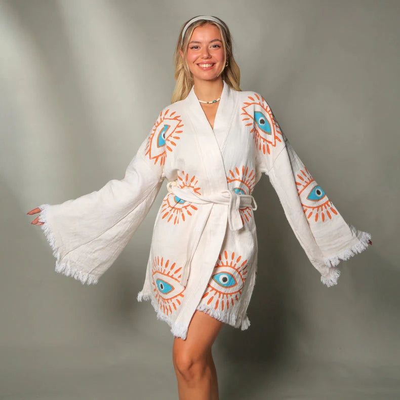 Retro Evil Eye Kaftan Kimono