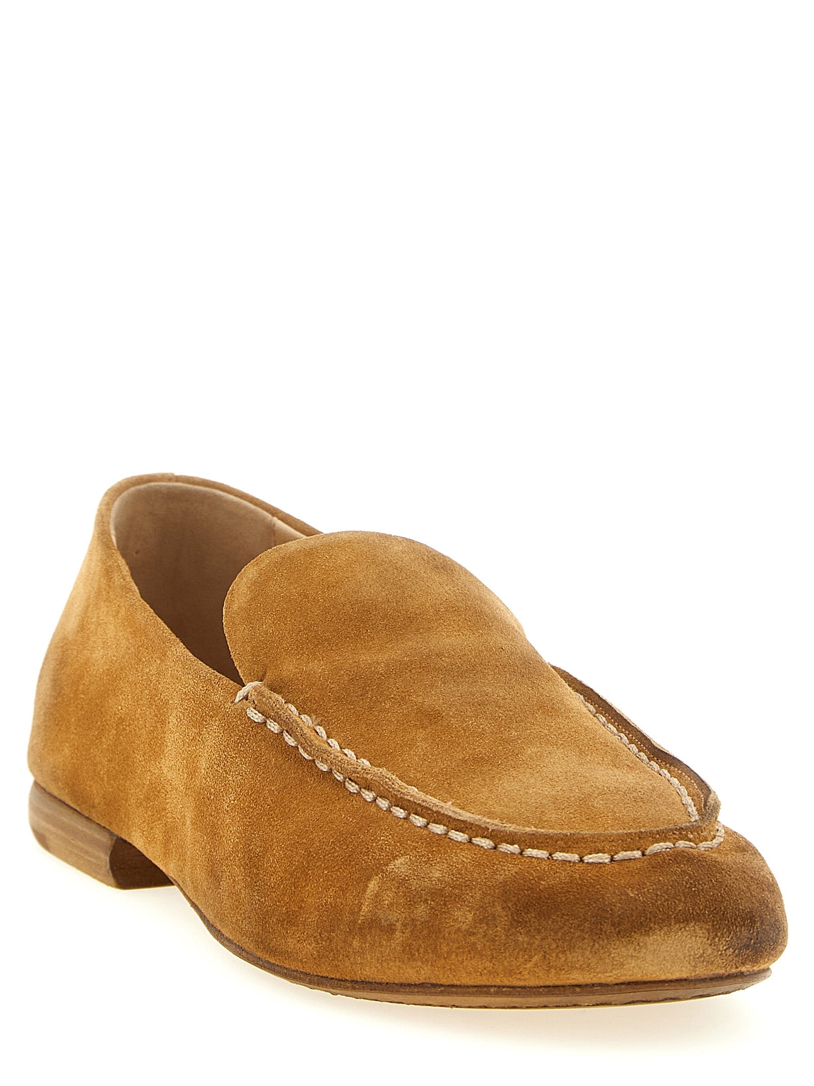 Reverse Leather Loafers with Contrast Stitching