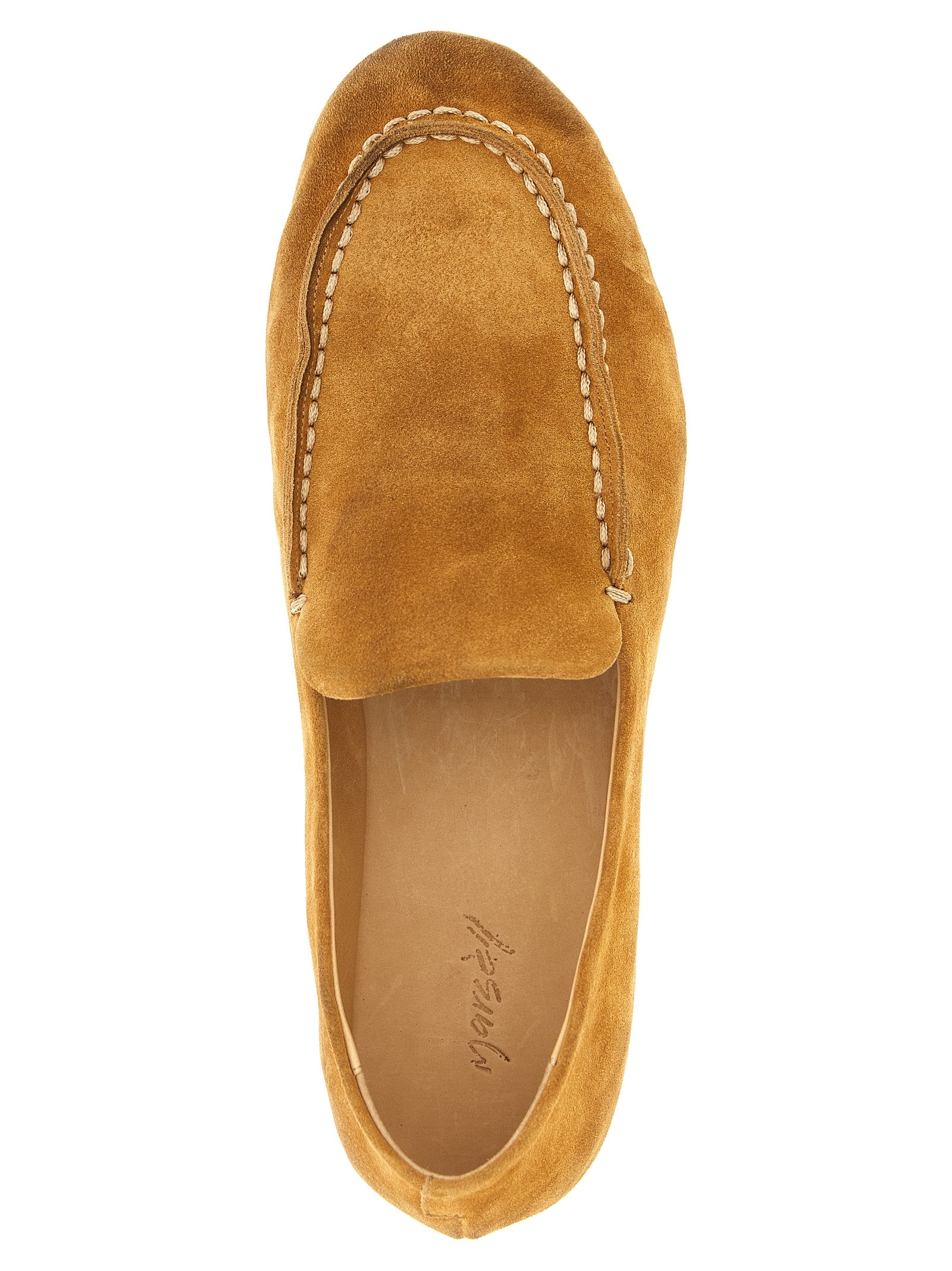 Reverse Leather Loafers with Contrast Stitching
