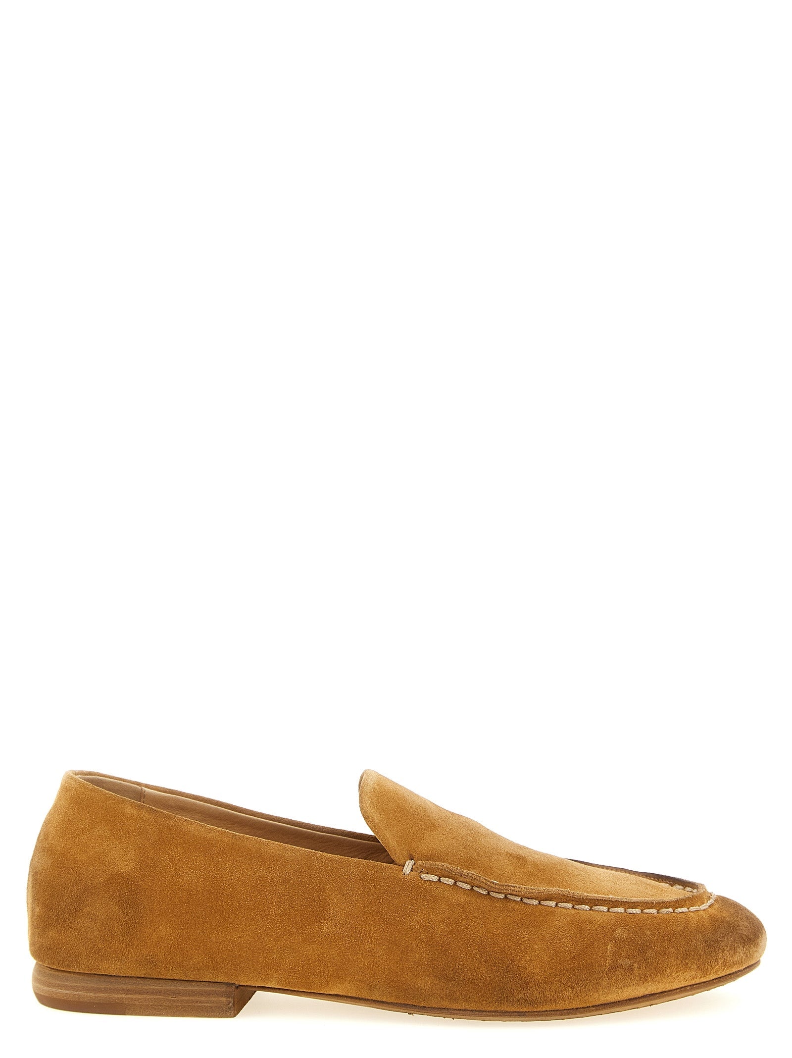 Reverse Leather Loafers with Contrast Stitching