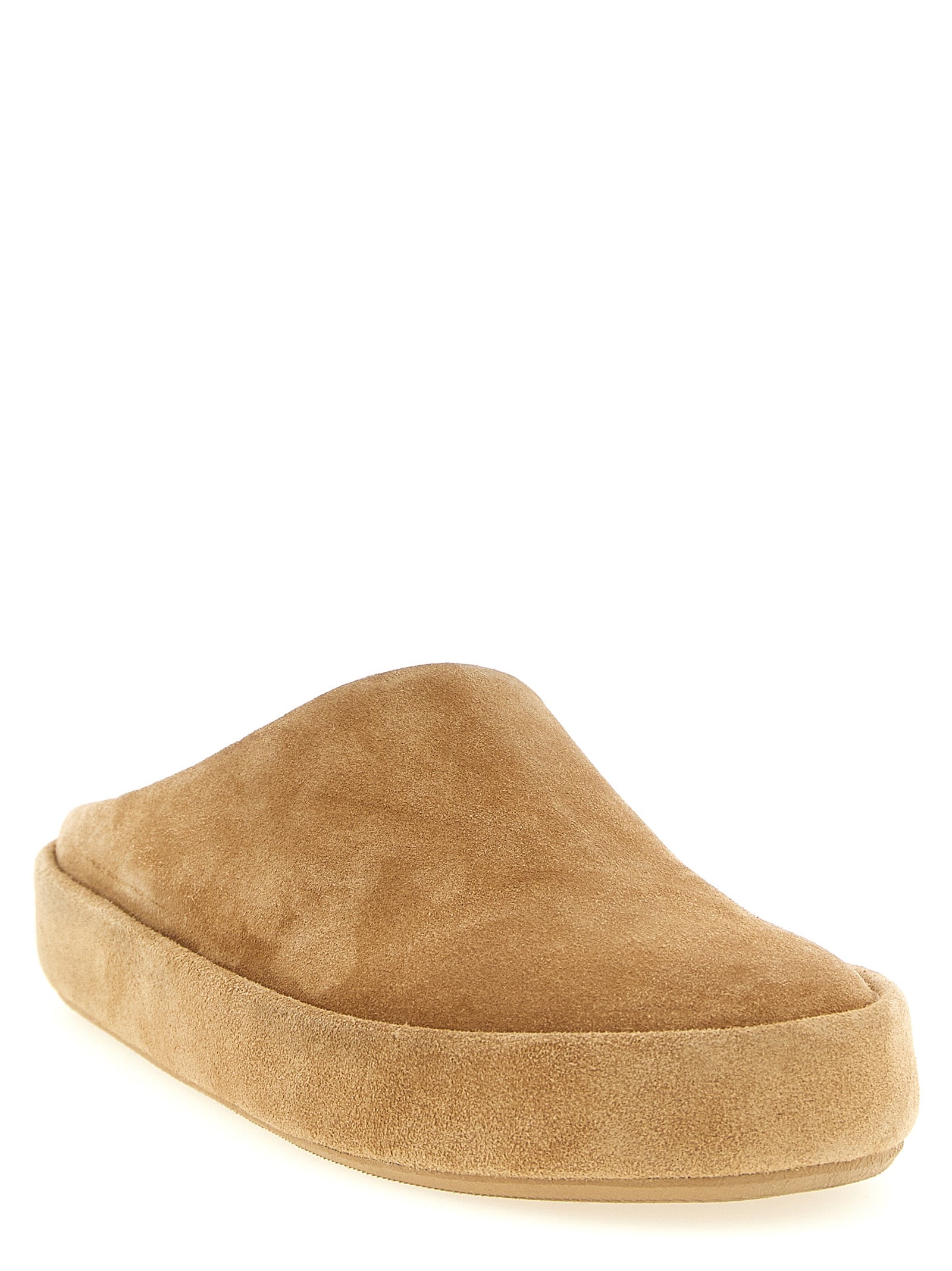 Reverse Leather Mules with Comfortable Rubber Sole