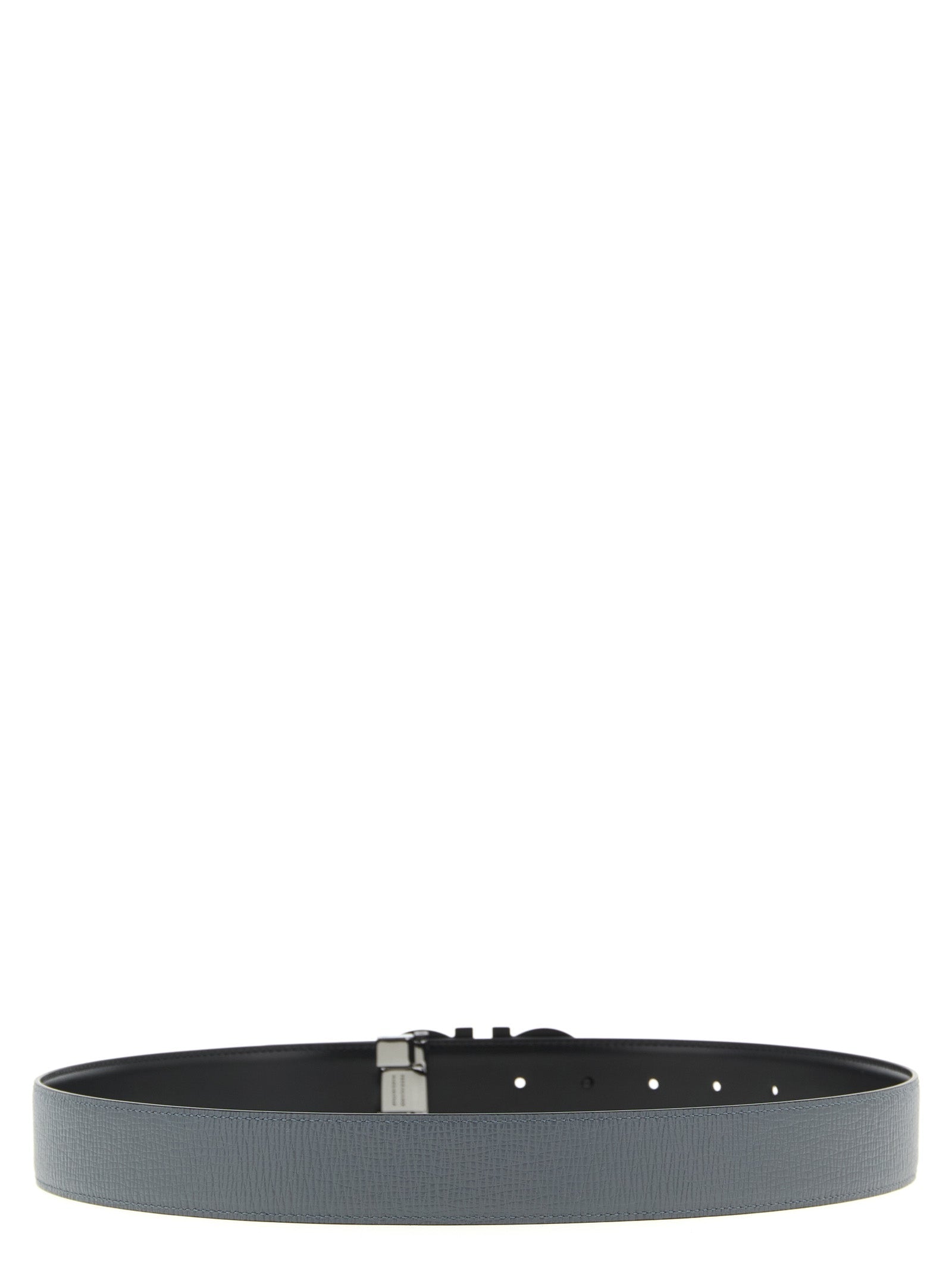Reversible Grey Black Hammered Leather Belt