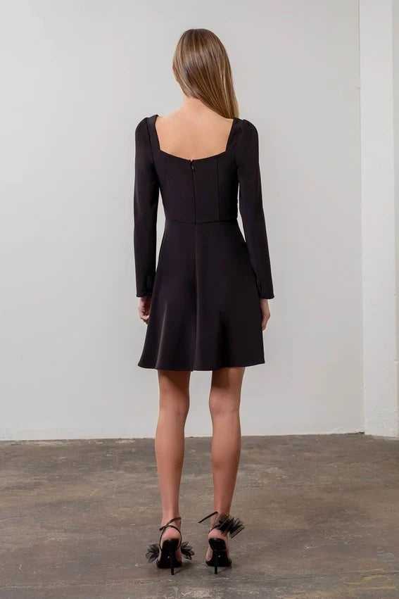 Rhinestone Detail Flare Mini Dress