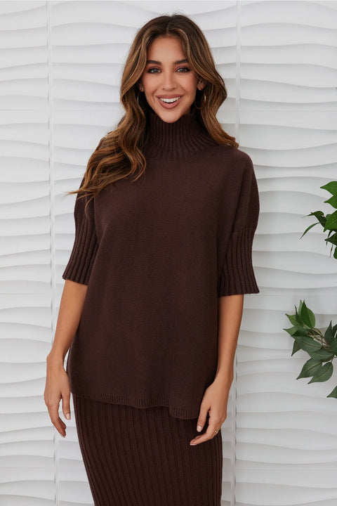 Rib Contrast Short Sleeve Top