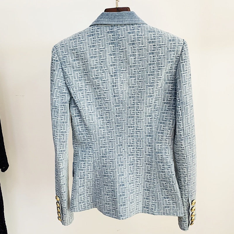 Rich Jacquard Denim Blazer