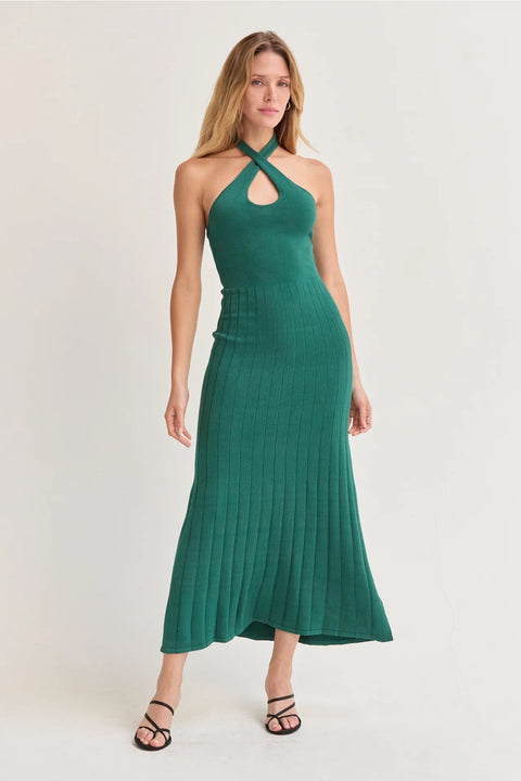 Robin Cross-Front Lurex Midi Dress Full-Fashion Women’s Dress
