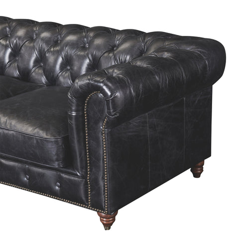 Century Chesterfield Love Seat - Slate Leather