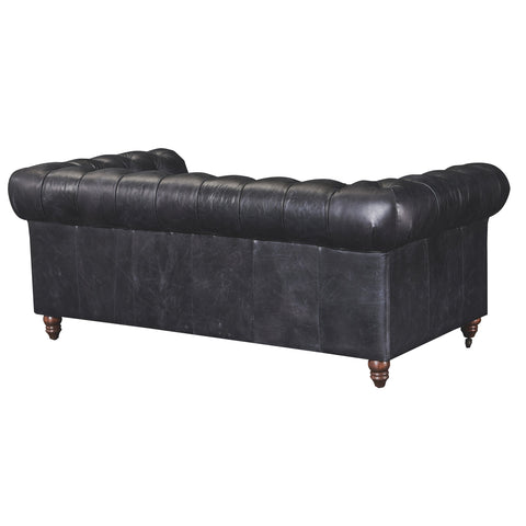 Century Chesterfield Love Seat - Slate Leather