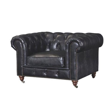 Century Chesterfield Arm Chair - Slate Leather