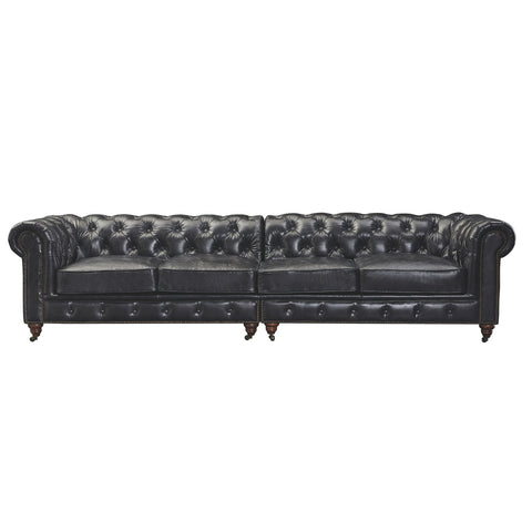 Century Chesterfield Sofa - Slate Leather - 118"