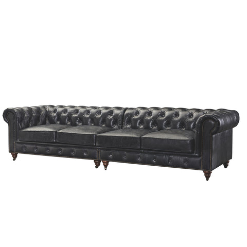Century Chesterfield Sofa - Slate Leather - 118"