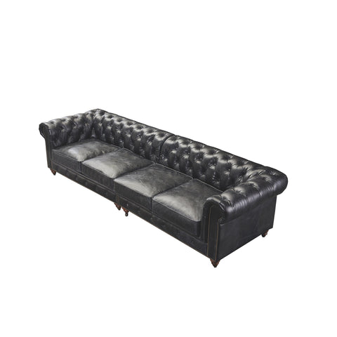 Century Chesterfield Sofa - Slate Leather - 118"