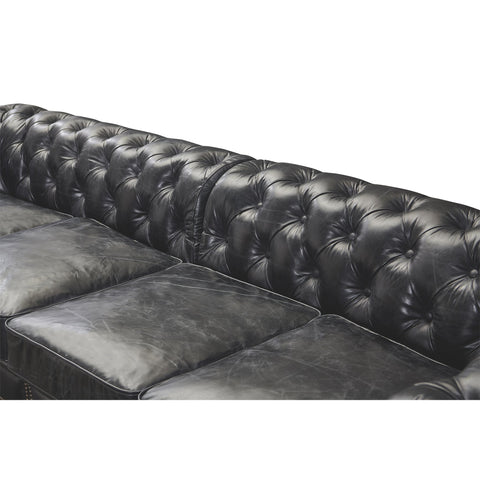 Century Chesterfield Sofa - Slate Leather - 118"