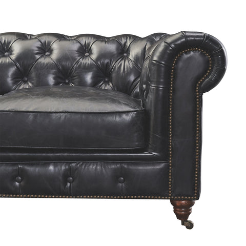 Century Chesterfield Love Seat - Slate Leather