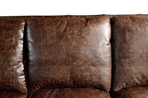 English Rolled Arm Sofa - Dark Brown Leather