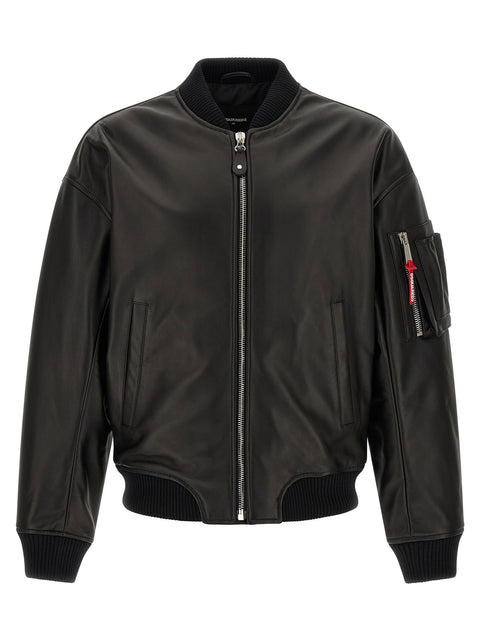 Dsquared2 Leather Bomber Jacket