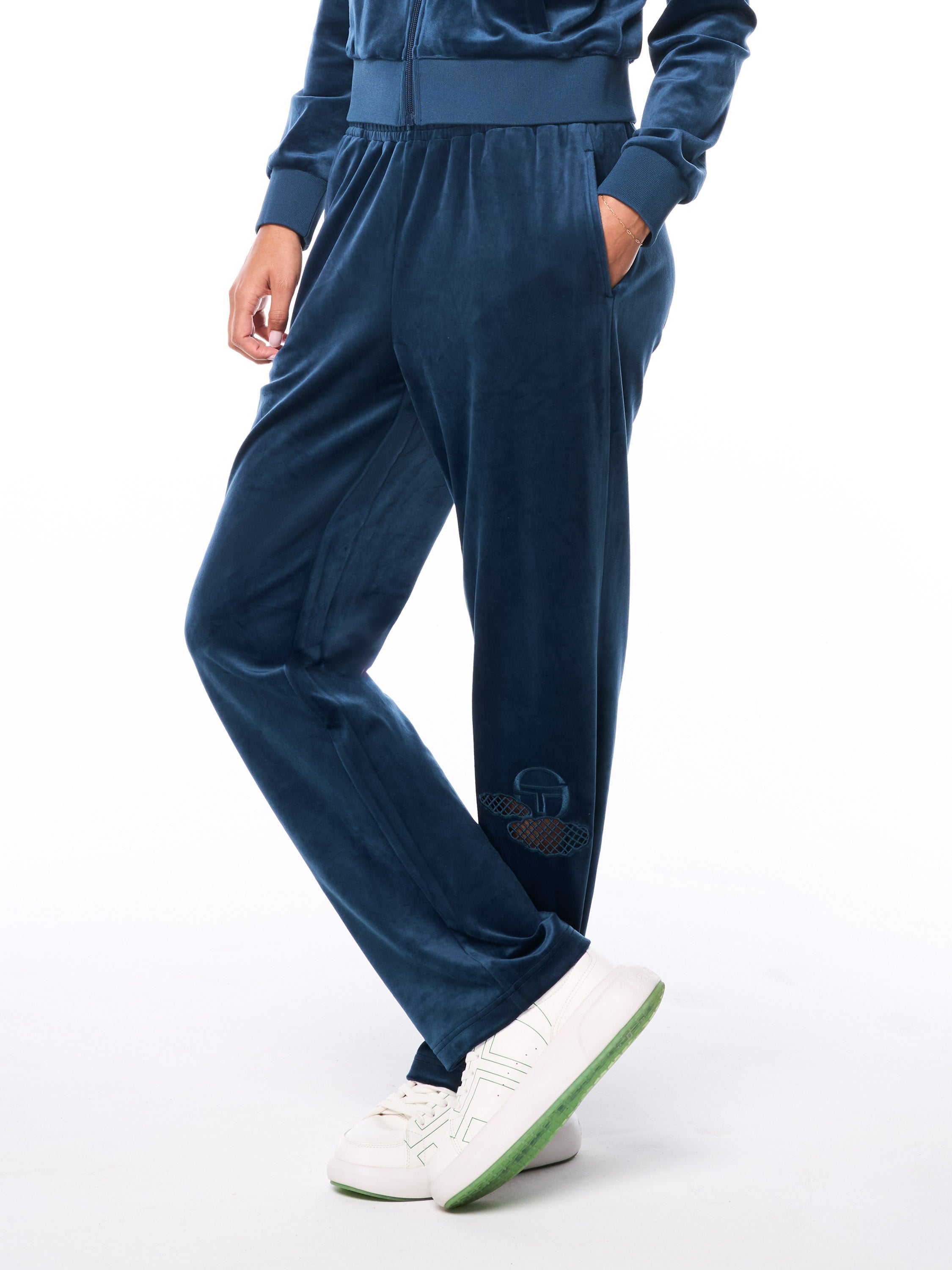 Nuvola Velour Track Pant-Key Largo