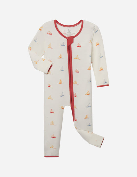 Sailboat Bamboo Convertible Footed Onesie