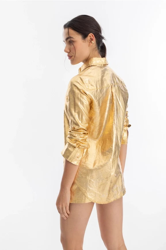 San Marino Metallic Linen Shirt - Gold