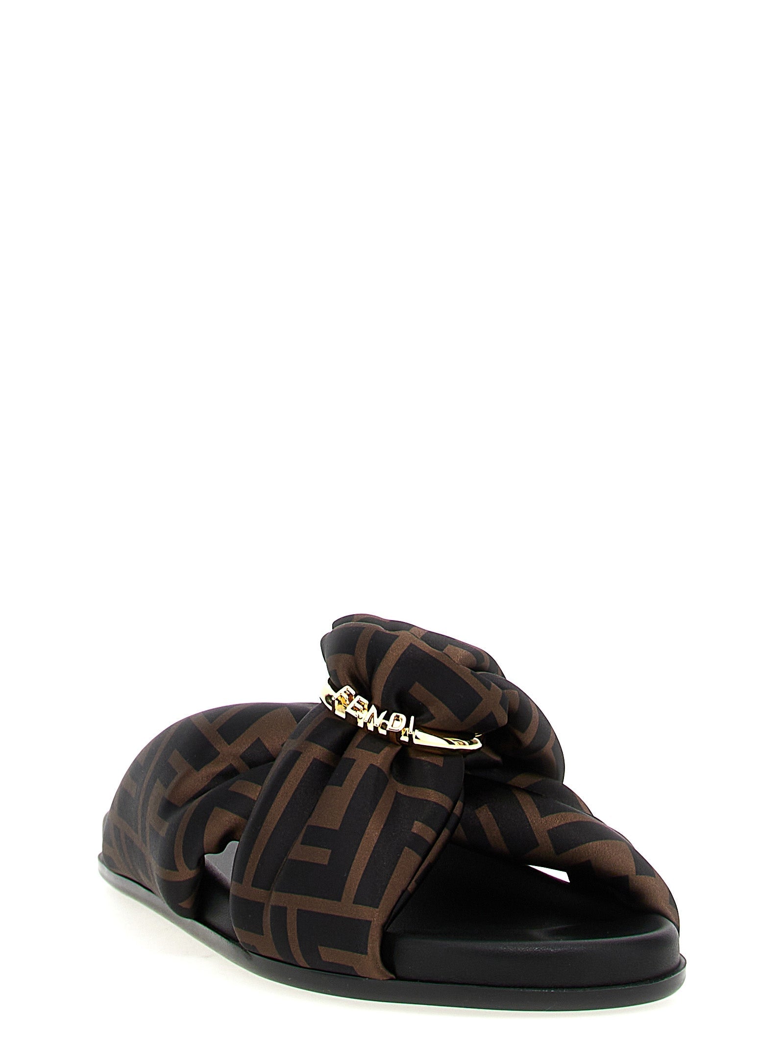 Satin Slides with Padded Band and Leather Sole