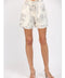 Scenic Print Linen Blend Drawstring Waist Shorts