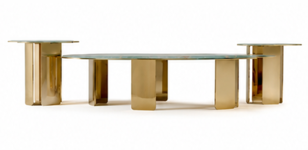 Serene Marble & Gold Coffee Table Set