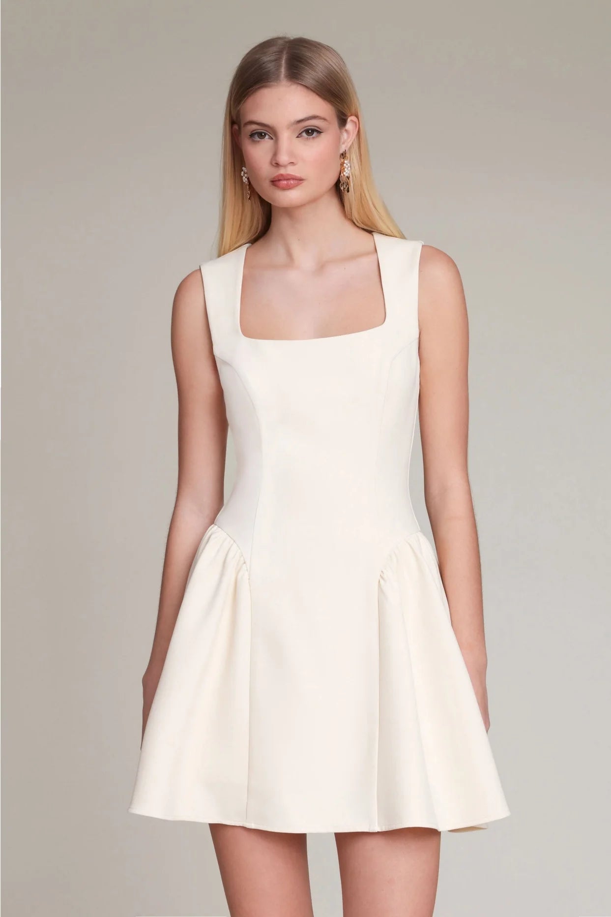 Sculpted Flounce Mini Dress