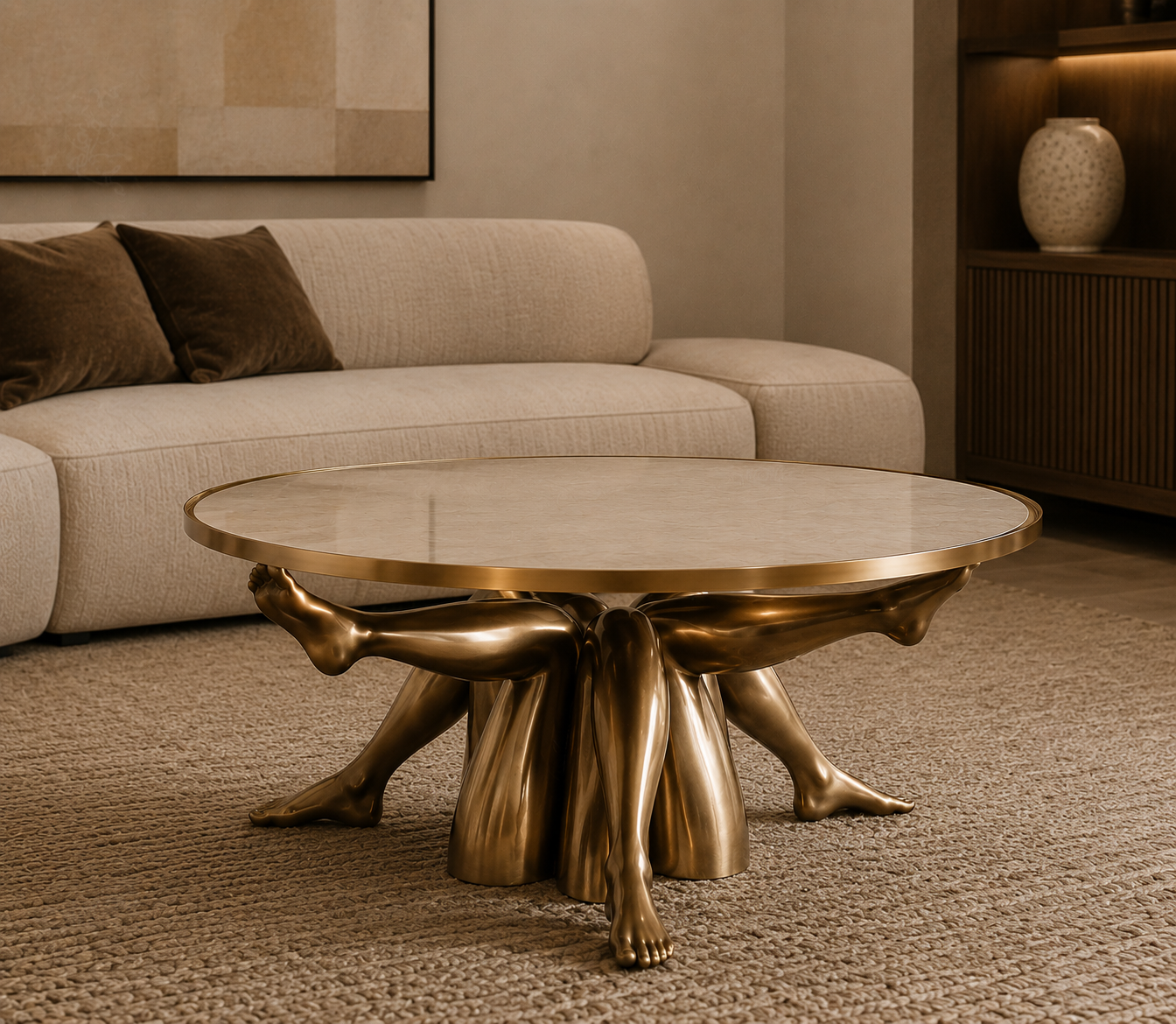 Sculptural Brass Coffee Table