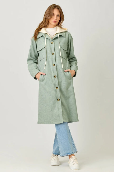 Twofer Hoodie Solid Coat Faded - Seafoam