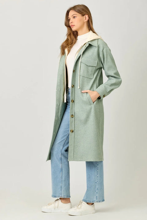 Twofer Hoodie Solid Coat Faded - Seafoam