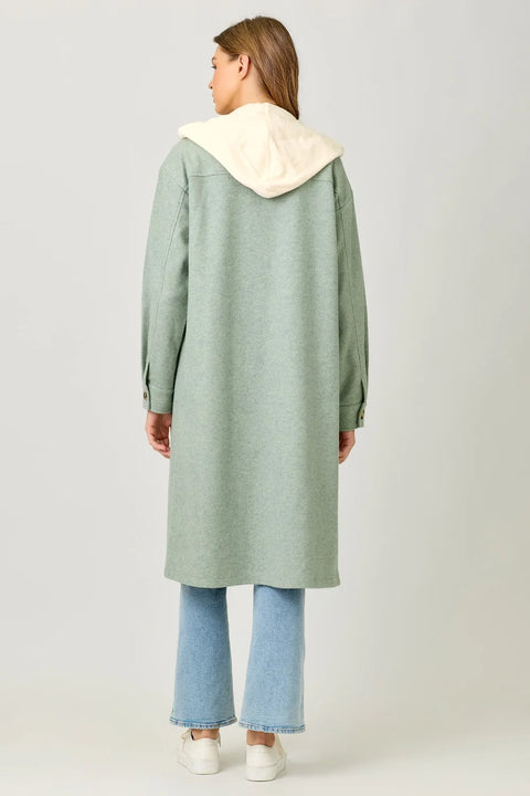 Twofer Hoodie Solid Coat Faded - Seafoam
